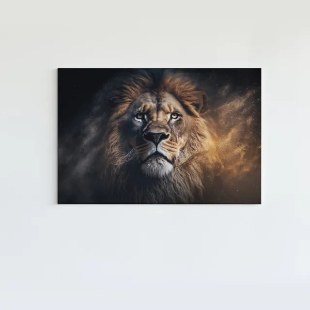 Trendex Global Canvas Schilderij - Wilde Dier - Leeuw - Wanddecoratie - 150x100x2 cm Bruin