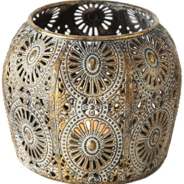 Deco by Boltze Boltze Home - Windlicht Malino - Set van 2 - Goud - Metalen Lantaarns Goudkleurig