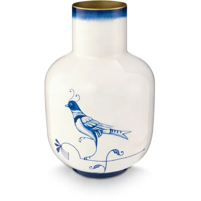 Pip Studio Vaas - Blauw / Wit - Metaal - 20 x 30 cm