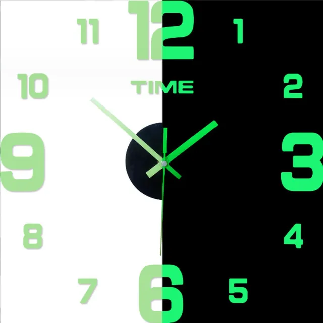 carmdering Glow in the Dark Wandklok - Stille Klok - Modern Design - Lichtgevende Klok - Quartz -Moderne kwarts keukenklok Groen