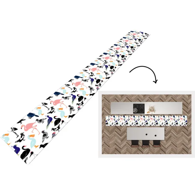 KitchenYeah Keukenloper - Keukenmat - Patronen - Vogel - Flamingo - Keuken vloerkleed Multicolor