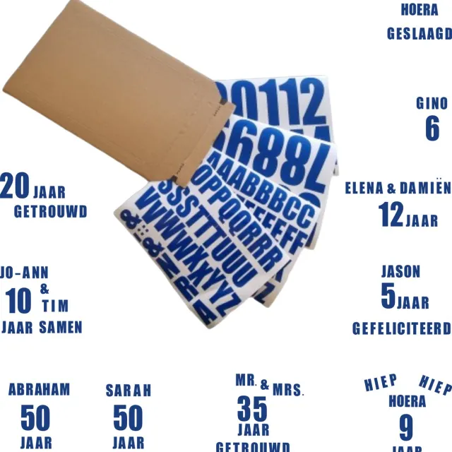 Kiedoka Raamstickers Cijfers & Letters – 98-delig – Statisch – Herbruikbaar Blauw