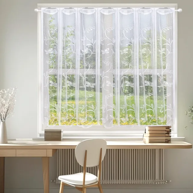 Ibenzoa Vintage Elegante Halftransparante Gordijn met Bloemenmotief voor Diverse Kamers 100 x 90 cm Wit