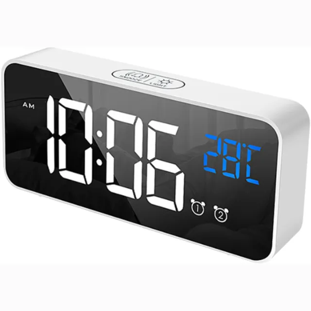 QTTVBTNA Digitale Wekker - Alarmklok - Klok - Temperatuurweergave 12/24H - Snooze Functie - Dimbare Helderheid met 4 Niveaus - Wit