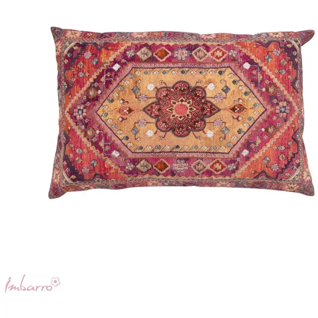 Imbarro Home & Fashion Imbarro - Sierkussen - Kussen - Fiori - Handgeborduurd - Katoen - 40x60 cm - Oranje/Roze