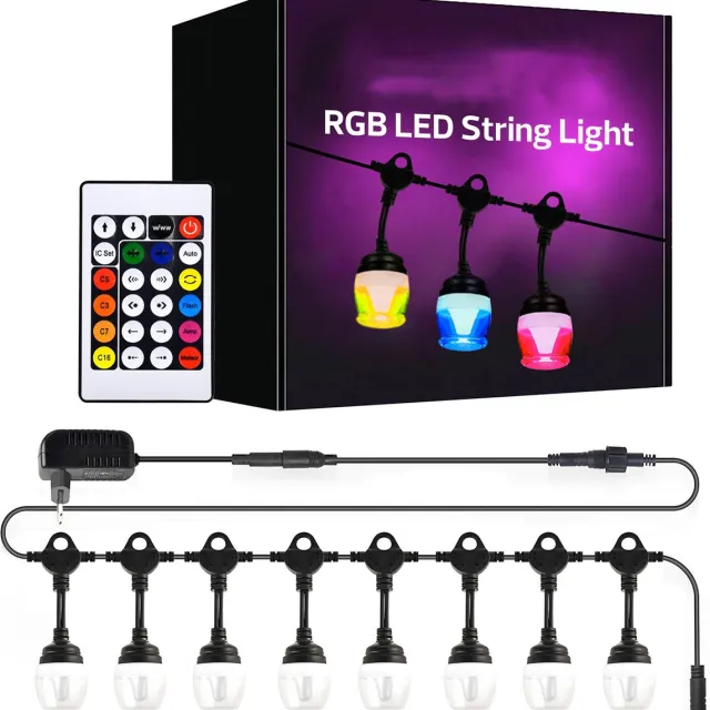 BES LED LED Lichtsnoer - Kozolux - RGB - Afstandsbediening - 12W 300lm - 18 Meter - 24 Lampen - IP44 - Zwart