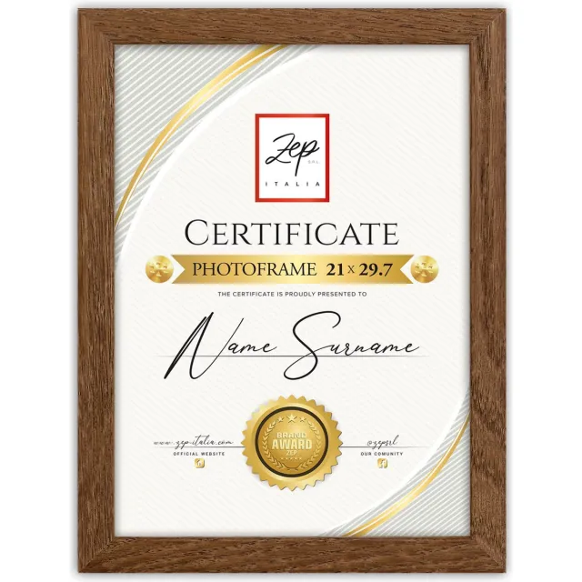 Zep Houten Fotolijst Certificate A4 Bruin voor foto formaat 21x29,7 cm - V4721N