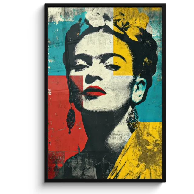FrameYourWall Poster in lijst - Fotolijst 80x120 cm - Posters - Bloemen - Felle kleuren - Grafisch - Modern - Posterlijst zwart - Decoratie - Wanddecoratie woonkamer - Muurdecoratie slaapkamer Vrouw - Grafisch