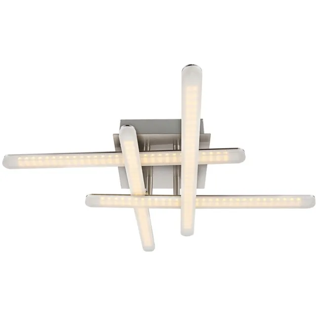 Globo Plafondlamp Eetkamerlamp Woonkamerlamp Designlamp, metaal mat chroom, 1x LED 6W 390Lm warm wit, LxBxH 55x55x11,5cm zilver