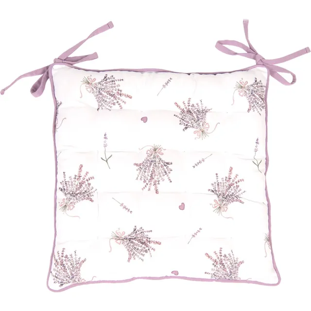 Clayre & Eef Stoelkussen Foam 40x40 cm Paars Wit Katoen Lavendel