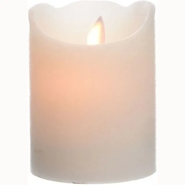 Lumineo LED kaars/stompkaars - Creme wit - D7,5 x H10 cm - flikkerend - warm wit - kaarsen