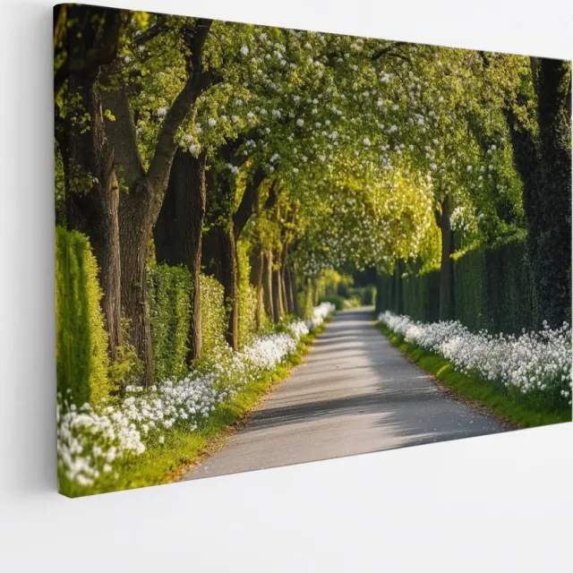 Saammp Canvas Schilderij - Natuur - Weg tussen de bomen - England - 45x30 - Foto op canvas - Wanddecoratie - Muurdecoratie Woonkamer - Slaapkamer decoratie - Canvas Print Multicolor