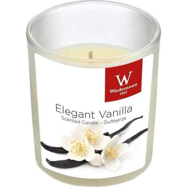 Trend Candles Geurkaars - in glas - Vanille aroma - 25 branduren - 7 x 8 cm - woondecoratie - kaarsen Wit