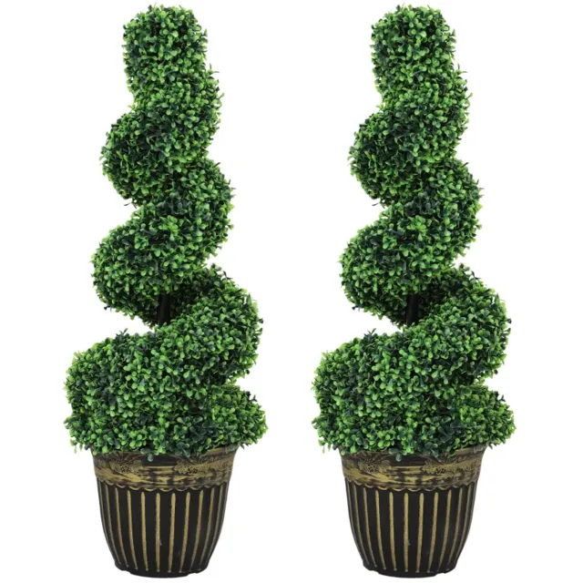 ZYLARO Spiraalbuxus - Set van 2 - Inclusief pot - 90 cm hoog - Groen