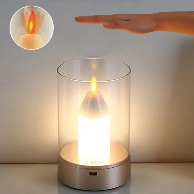 BENALLA Draadloze Kaarslamp - Nachtlamp Met Gebarenbediening - Vlamloze Kaarslamp - Decoratieve Lamp Voor Slaapkamer En Restaurant Transparant