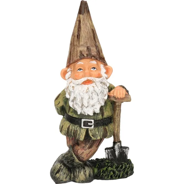 Farmwood Animals Tuinkabouter - bruine muts met schop - 24 cm - polystone - tuinbeeld