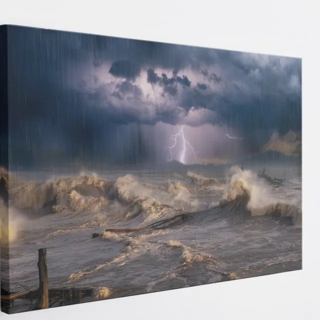Saammp Canvas Schilderij - Storm - Abstract - 70x50 - Foto op canvas - Wanddecoratie - Muurdecoratie Woonkamer - Slaapkamer decoratie - Canvas Print Multicolor