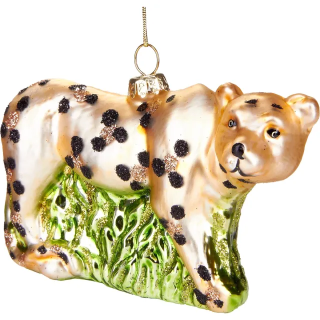 Brubaker Leopard - Handgeschilderde Glazen Kerstbal - Handgeblazen Kerstversiering - Grappige Kersthanger - Kerstboom Decoratie - 11,5 cm luipaard