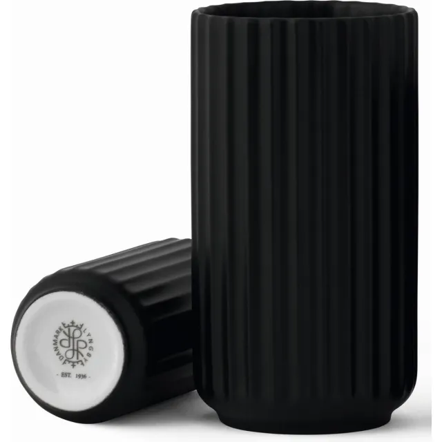 Lyngby Porcelaen Lingby vaas 15cm black mat ZWART