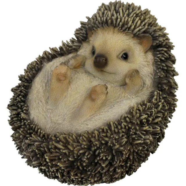 HotAnt Egel op rug 13x12x13cm - Tuinbeeld - Dierenbeeld Bruin