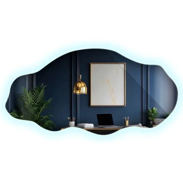 WallMuralia Spiegel met verlichting Koel licht - 45 x 90 cm - Spiegel met led verlichting - Decoratieve wandspiegel - Asymmetrische spiegel met verlichting