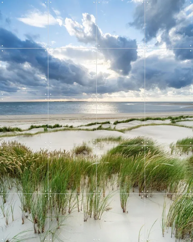 IXXI Stormy weather at the dune beach, Jan Becke - 80 x 100 cm - Grote wanddecoratie en posters - Naturalisme, Fotografie, Woonkamer, Gang Blauw