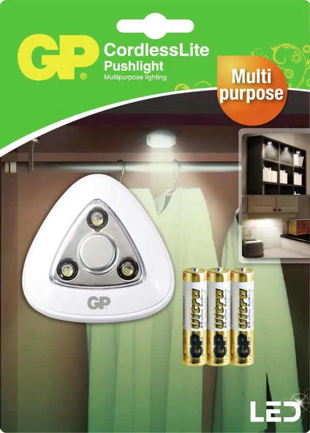 GP Led lamp pushlight inclusief 3 aaa batterijen Kleurenmix