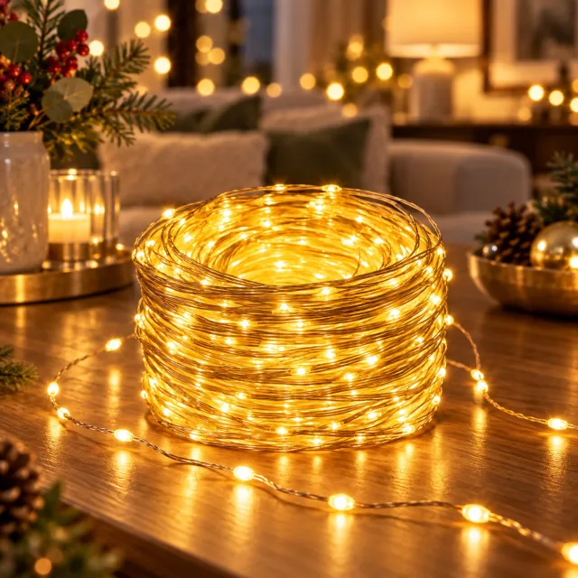 LAPAMAX Kerstverlichting Buiten 300 LED 30 m - Fairy Lights met Stekker & IP44 Adapter - Lichtsnoer Buiten met 8 Lichtstanden & Geheugenfunctie - Lichtslinger en Tuinverlichting voor Tuin, Pergola & Feest - Warm Wit