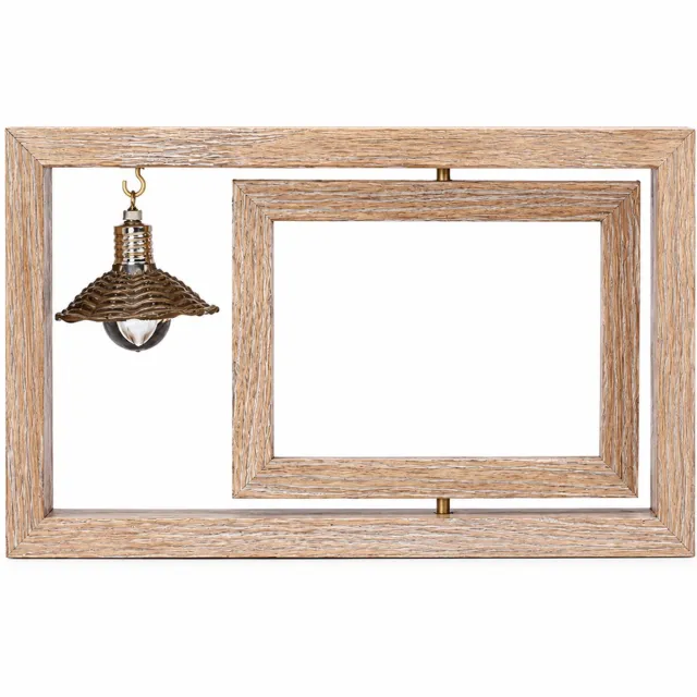 SWGOTA Dubbelzijdige draaibare houten fotolijst voor een horizontale foto van 16 x 12 cm voor op tafel Lichtbruin