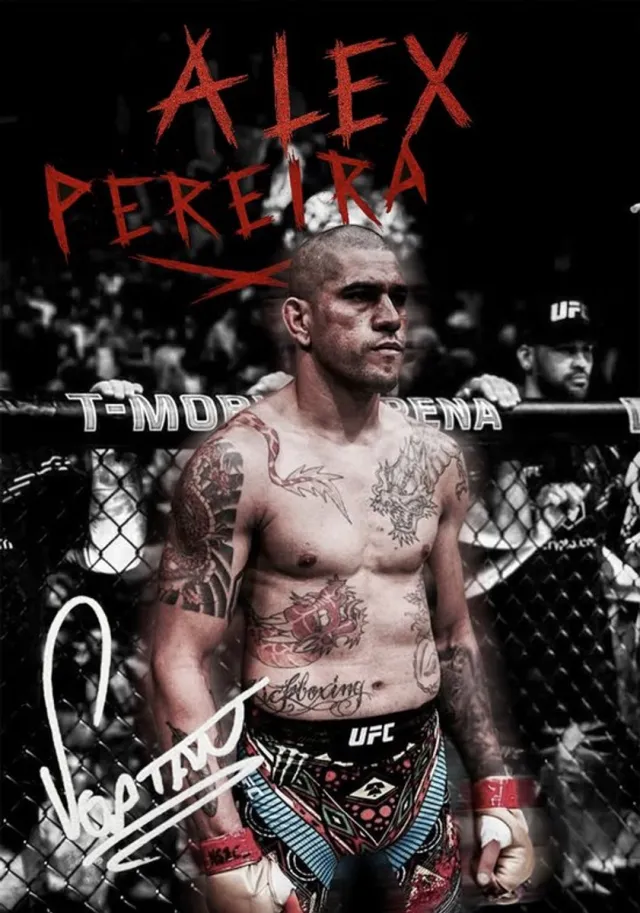 Alex Pereira Poster Ingelijst– A3 (30x42cm) – MMA Poster – Inclusief Zwart Frame – Wall Art