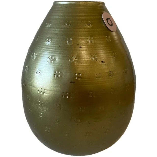 Atmosphera Bloemenvaas Emperor Ovaal - goud - metaal - D10 x H15 cm - Stelen en boeketten Goudkleurig