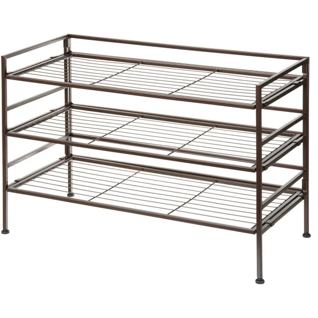 Famanu 3-laags schoenenrek voor 9 paar, 67,8 x 32 x 47,5 cm, bruin