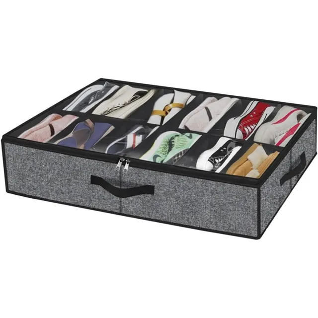 VHV Schoenen organizer - Schoenen opbergbox onder bed - Schoenenopbergtas - Set van 1 - Ruimtebesparend - Stofdicht - Voor onder het bed en kledingkast - Slaapkamer organizer - 75*60cm - Zwart Set van 1 - Zwart