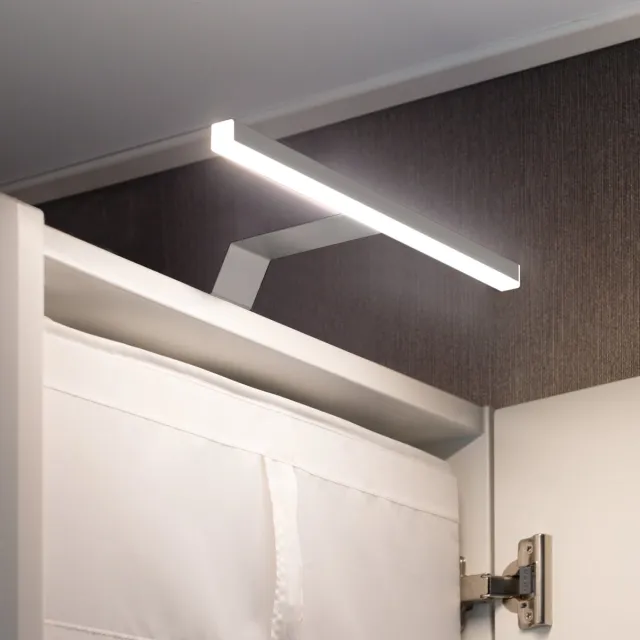 Eleganca luxe opbouwverlichting voor kasten en spiegels 1 stuks - B30 x H3.5 cm - Meubelverlichting - Kastverlichting - Spiegelverlichting - Schilderijverlichting - Warm wit licht 2700K - 5W - IP44 - Zilver