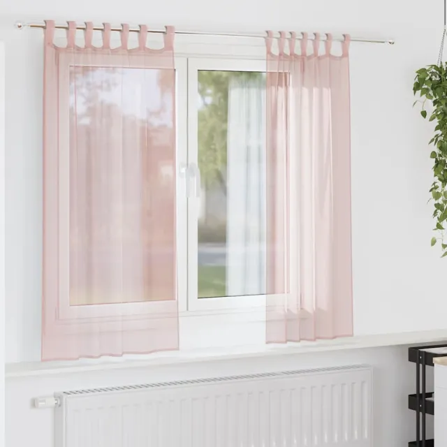 vidaXL Gordijnen voile met lussen 2 st 140x140 cm lichtroze