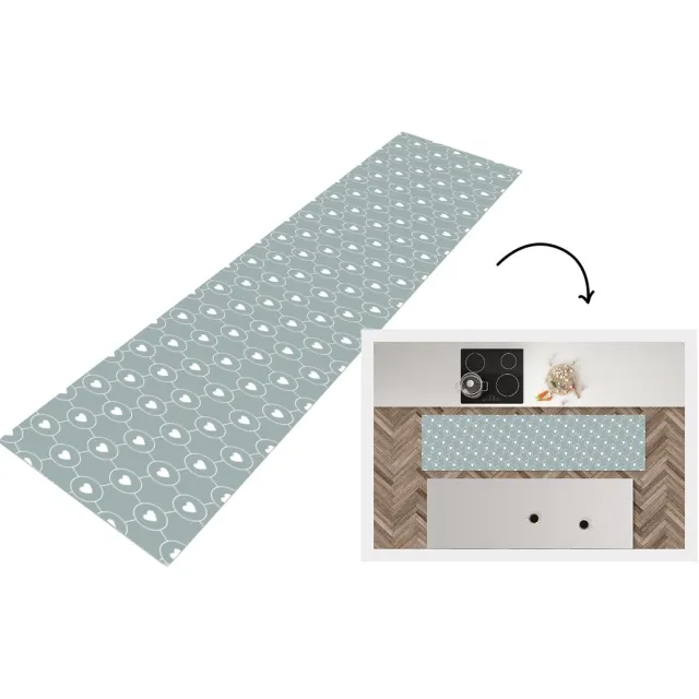 KitchenYeah Keukenloper - Loper keuken - Design - Geometrie - Patroon - Hart - Keukenloper vinyl Multicolor
