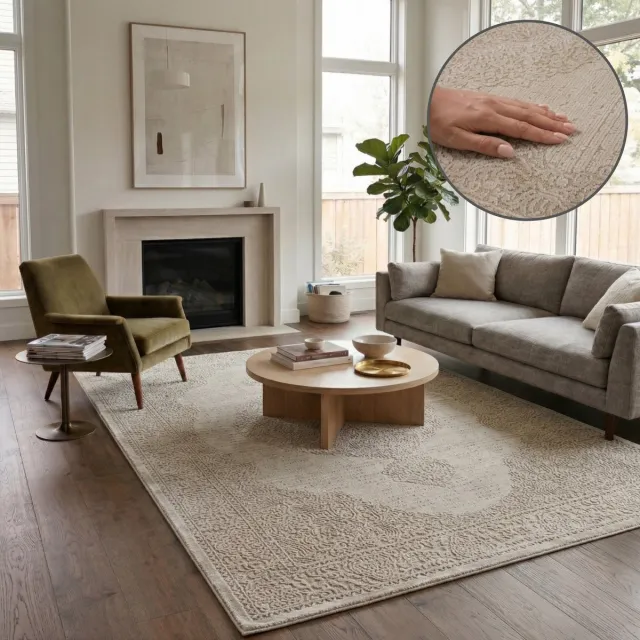 OZ HOME Elyse Vloerkleed Taupe - Modern Medaillon - 200x290 cm - Laagpolig 10 mm - Polyester/Polypropyleen - Jute Rug - Exclusief Premium Tapijt Elyse Medaillon (Taupe)