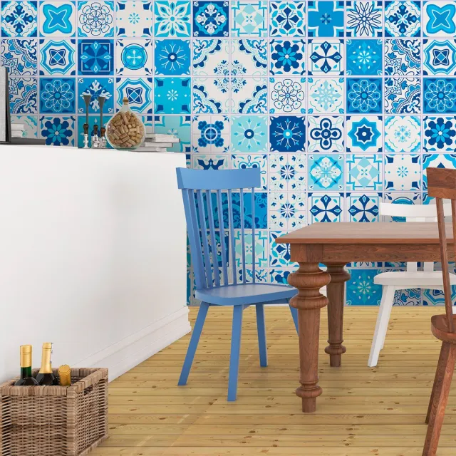 Ambiance Sticker Zelfklevende tegelmuurstickers voor keuken en badkamer - 60 cementtegelstickers, Azulejos Issa-stijl - 60 stickers, 15x15 cm Multi color