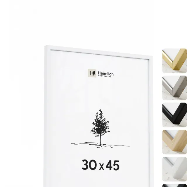 Heimlich Fotolijst 30x45 cm - Posterlijst Massief Hout Wit - Wandhangend - Onbreekbaar Kunststof Glas