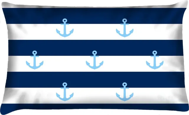 Velits outdoor Sierkussen - Buitenkussen Bloed Waterafstotend Bootkussen Streep Ankers - Blauw - 60 Cm X 40 Cm