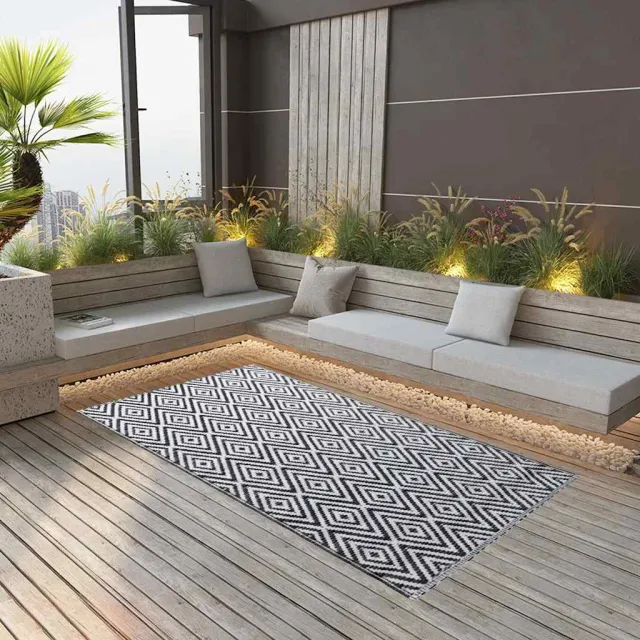 vidaXL Buitenkleed ARAKIL 160x230 cm PP wit en zwart
