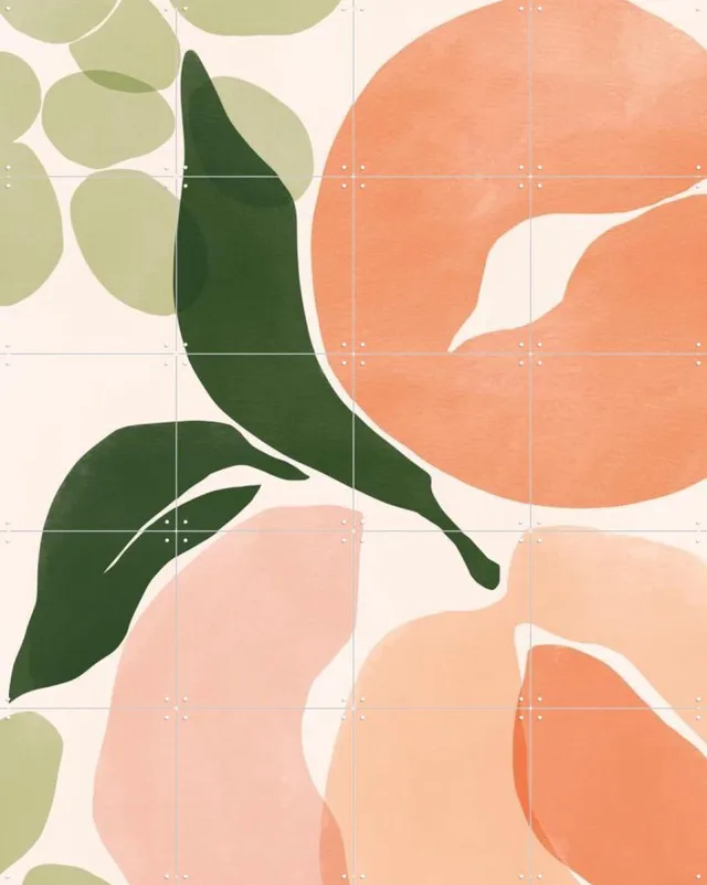 IXXI Blessed be the Fruit, Sacrée Frangine - 80 x 100 cm - Grote wanddecoratie en posters - Aquarel, Abstract, Kleurrijk, Speels, Illustraties Roze / Warme kleuren