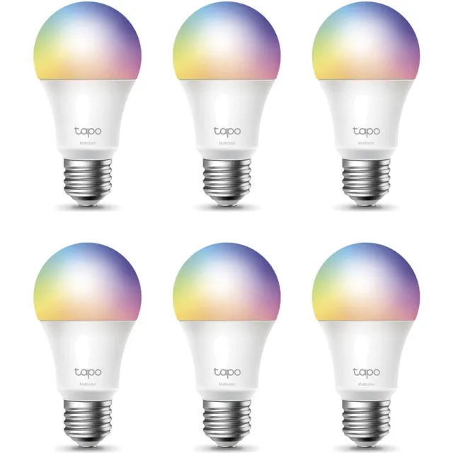 TP-Link Tapo L530E Slimme Wifi Lamp E27 Multicolor 6-pack - Bundelvoordeel - 16 Miljoen Kleuren - Dimbaar - 806 Lumen (60W) - Warm tot Koel Wit 2500-6500K - Geen Hub Nodig - Werkt met Alexa & Google - Afwezigheidsmodus - Schema's & Timers