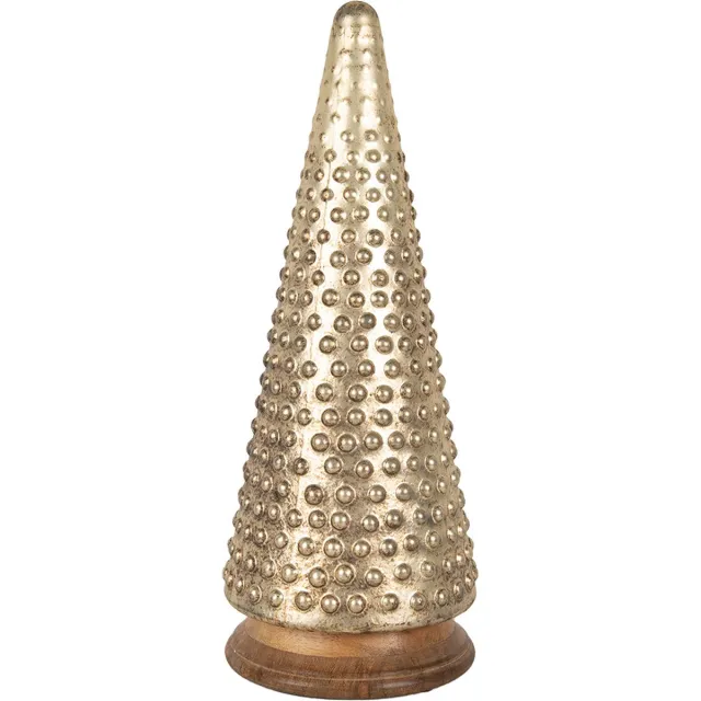 Clayre & Eef Kerstdecoratie Kerstboom Ø 17x41 cm Goudkleurig Glas