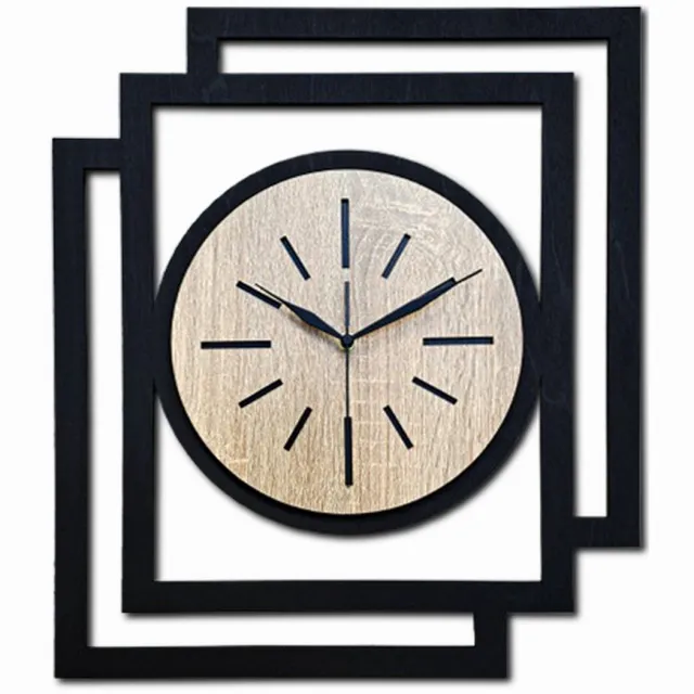 Ornament Handgemaakte Grote Houten Wandklok – Modern Minimalistisch Design, Rechthoekig Verticaal, Geruisloos, Zonder Tikkend Geluid – Voor Woonkamer, Slaapkamer, Keuken – Unieke Wanddecoratie, Industrieel Design & Stil Uurwerk, zwart -sonoma hout zwart - sonoma eik