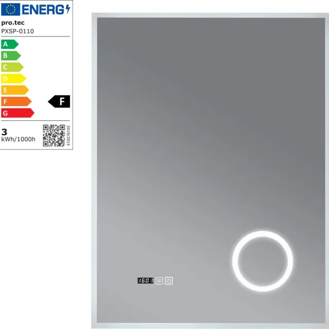 pro.tec Spiegel Lizzano met LED verlichting 80x60x3 cm wit