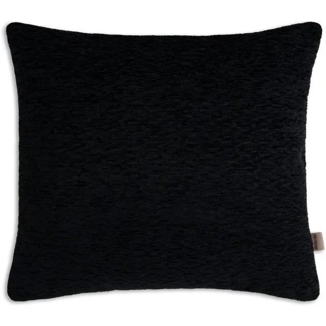 Knit Factory Evita Sierkussen - Vierkant kussen - Kussen woonkamer - Bank kussen - Decoratie kussen - Modern - Zwart - 50x50 cm - Kussenhoes inclusief kussenvulling