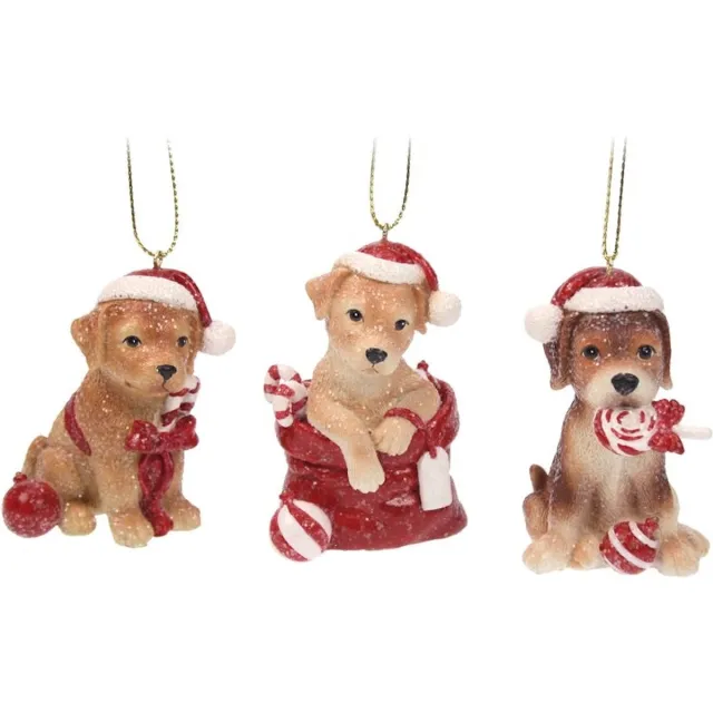 MEA Ornament Hond met snoep 3ass. 5x3,5x7,5cm Zie foto