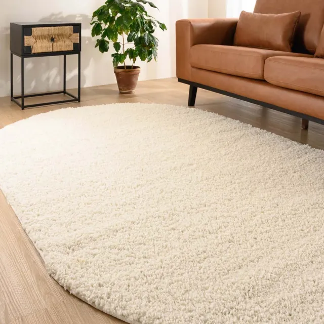 Tapeso Vloerkleed ovaal hoogpolig - Shaggy Trend ivoor 200x300