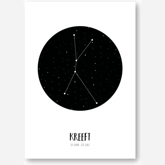 MOODZ design Sterrenbeeld poster Kreeft | A3 formaat | zwart-wit | MOODZ design